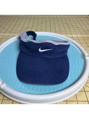 Nike Adjustable Blue Tennis Golf Visor With White Swoosh Logo Pre-Owned